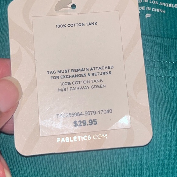 Fabletics NWT Cotton Tank - Fairway Green - Medium - Picture 8 of 8